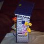 Handmade Dark Blue Birdhouse Tissue Box Cover