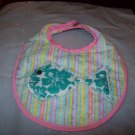 Handmade Striped Baby Bib With Green Hawiian Fish
