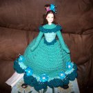 Hand Crocheted Barbie Toilet Tissue Cover Doll In Medium Teal
