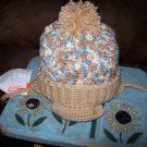 Hand Crocheted Hat For Kids In Varigated Buff.