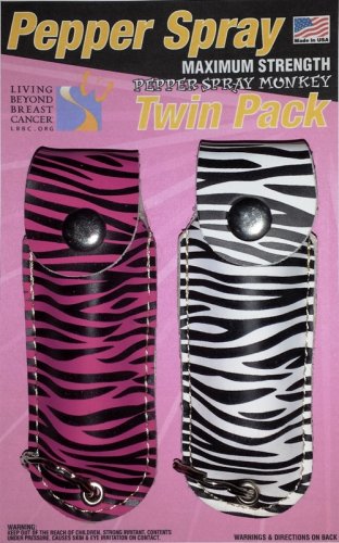 Twin Pack Pepper Spray - Zebra & PINK Zebra HOLSTER