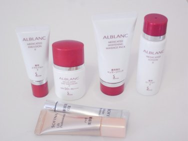 Sofina Alblanc set day emulsion lotion spf50 white lift massage pack
