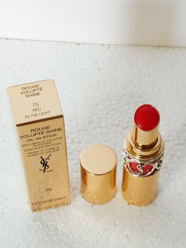 YSL Rouge Volupte Shine #75 Red in the Light Yves Saint Laurent lipstick