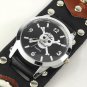 Punk Gothic Ladies Women Men Gensâ Genuine Leather Wrist Watch