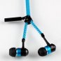 KingTime Blue 3.5mm plug in-ear stereo zip metal earphones for iphone, ipod, ipad,samsung