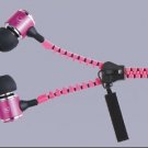 KingTime Pink 3.5mm plug in-ear stereo zip metal earphones for iphone, ipod, ipad,samsung