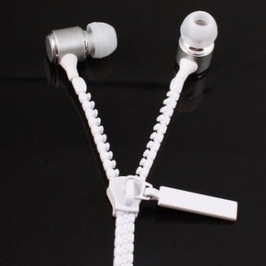 KingTime White 3.5mm plug in-ear stereo zip metal earphones for iphone, ipod, ipad,samsung