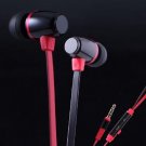 KingTime Black and Red 3.5mm plug in-ear stereo flat metal earphones for iphone, ipod, ipad,samsung