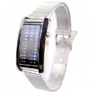 New Fashion Men Women,s 29 Flash Blue LED Digital Sport Metal Band Watch White