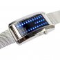 New Fashion Men Women,s 29 Flash Blue LED Digital Sport Metal Band Watch White