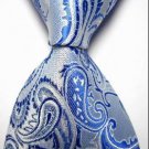New Bright Blue Paisley JACQUARD WOVEN Men's Tie Necktie