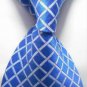 New Blue White Crossed Classic Woven Man Tie Necktie Holiday Gift #3005