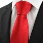 New Classic Striped Scarlet Red Men Tie Necktie Wedding Party Holiday Gift