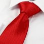 New Classic Striped Scarlet Red Men Tie Necktie Wedding Party Holiday Gift