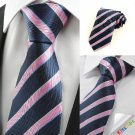 New Striped Pink Blue JACQUARD Men's Tie Necktie Wedding Party Holiday Gift