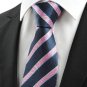 New Striped Pink Blue JACQUARD Men's Tie Necktie Wedding Party Holiday Gift
