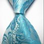New Jade Blue Paisley JACQUARD WOVEN Men's Tie Necktie