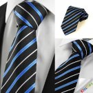 New Striped Blue Black JACQUARD Men's Tie Necktie Wedding Holiday Gift