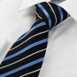 New Striped Blue Black JACQUARD Men's Tie Necktie Wedding Holiday Gift