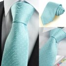 New White Dot Mint Blue JACQUARD Mens Tie Necktie Wedding Party Suit Gift KT0004