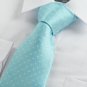 New White Dot Mint Blue JACQUARD Mens Tie Necktie Wedding Party Suit Gift KT0004