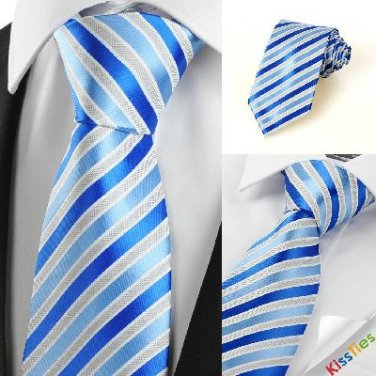 Luxury Striped Royal Blue JACQUARD Men's Tie Necktie Wedding Holiday Gift #0029