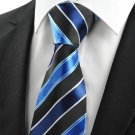 Classic Striped Blue Black JACQUARD Men's Tie Necktie Formal Business Gift #0001