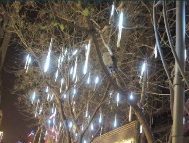 White Color LED Meteor Shower Rain Tube Lights Outdoor Tree Decoration