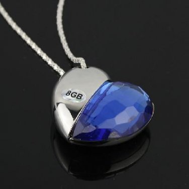 8GB Jewel Heart Shape Crystal Necklace Flash Drive