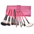 11pcs Professional Cosmetic Makeup Brush Set with Case Rose Red