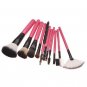 11pcs Professional Cosmetic Makeup Brush Set with Case Rose Red