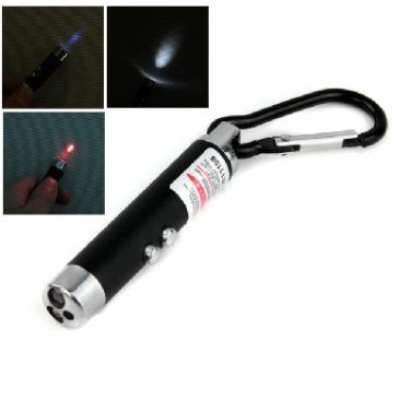 3 in 1 Laser Pointer 2 LED Flashlight UV Torch Keychain New