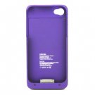 1900mAh External Backup Rechargeable Battery Charger Case Cover For iPhone 4 4S Purple