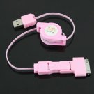 3 in 1 Retractable USB to Mini / Micro USB / iPhone 4 4S iPod Sync Charging Cable