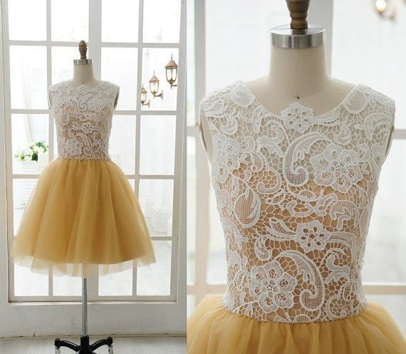 Custom Made Lace Tulle Bridesmaid Dress Prom Dress Mint Blue Yellow Dress Evening Dress