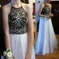 Long Prom Dress, Halter Prom Dress, White And Black Prom Dress, Cheap Prom Dress, Party Prom Dress