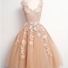 Short Homecoming Dress, Party Prom Dress, Lace Short Prom Dress, Champagne Prom Dress