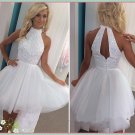 Hot Sale White Halter Beading Homecoming Dresses,Sparkly Short Homecoming Dress For Teens
