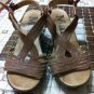 gorgeous brown leather sandals wooden heels cute