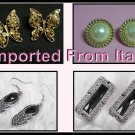 4x Earrings Pearl Black Amber Marcasite Italian Imported Set c-16