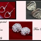 3x Earrings Classic Inspired Silver Rose Heart Italian Imported c-18