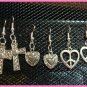 3x Earrings Cross Heart Peace Sign Imported Italian Free Designer Style y-16