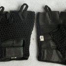 New Mesh Knit Back / Gel Palm Black Leather Fingerless Summer Motorcycle Gloves