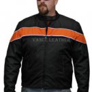 Motorcycle DuPont Textile Jacket front Reflective stripes Black & Orange vents