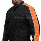 Men's Motorcycle Jacket Orange Reflective stripes Vents Zipout Liner New