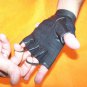 Black Leather Summer MotorcycleGloves Fingerless Gel Palm Loops to Pull Off New