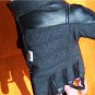 Black Leather Summer MotorcycleGloves Fingerless Gel Palm Loops to Pull Off New
