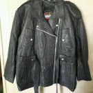 Women's Premium soft leather plus size  motorcycle jacket black with belt