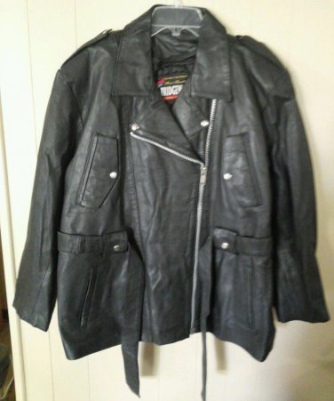 Women's Premium soft leather plus size  motorcycle jacket black with belt