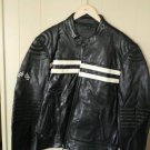 Mens classic black motorcycle jacket with white straps and checker flags new